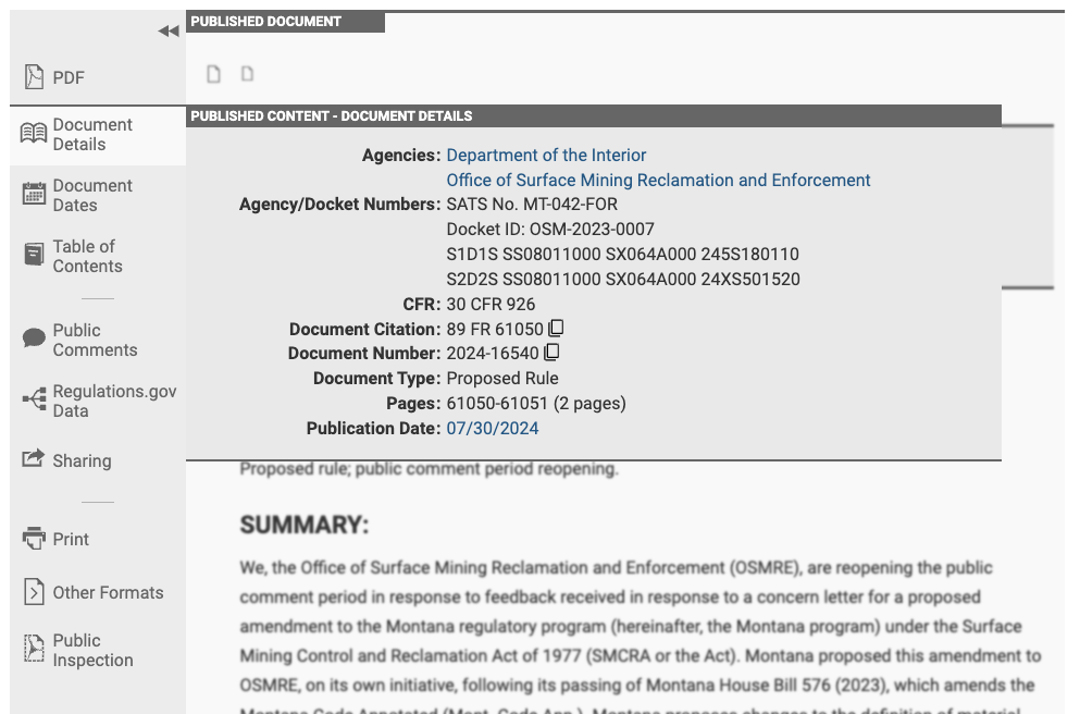Updated design with document details opened from the left side document menu.