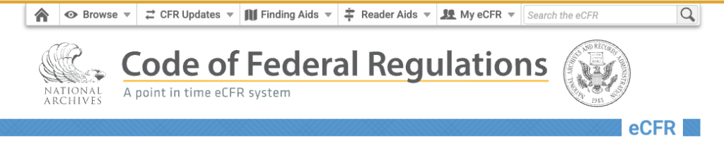 Updated eCFR navigation with CFR Updates and Finding Aids menu items